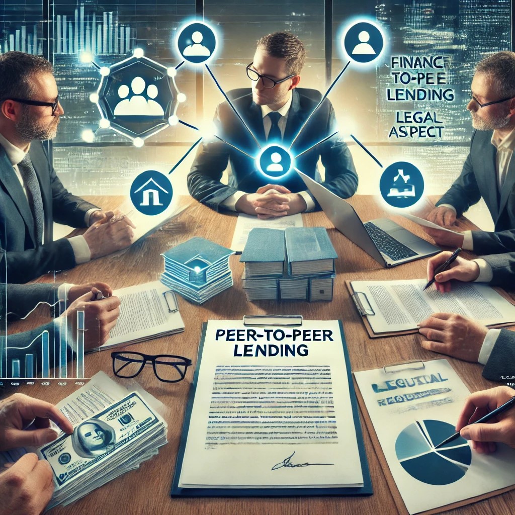 DALL·E 2024-06-28 16.17.07 - An image of financial regulators discussing peer-to-peer lending with charts, graphs, and legal documents on the table, representing the regulatory as