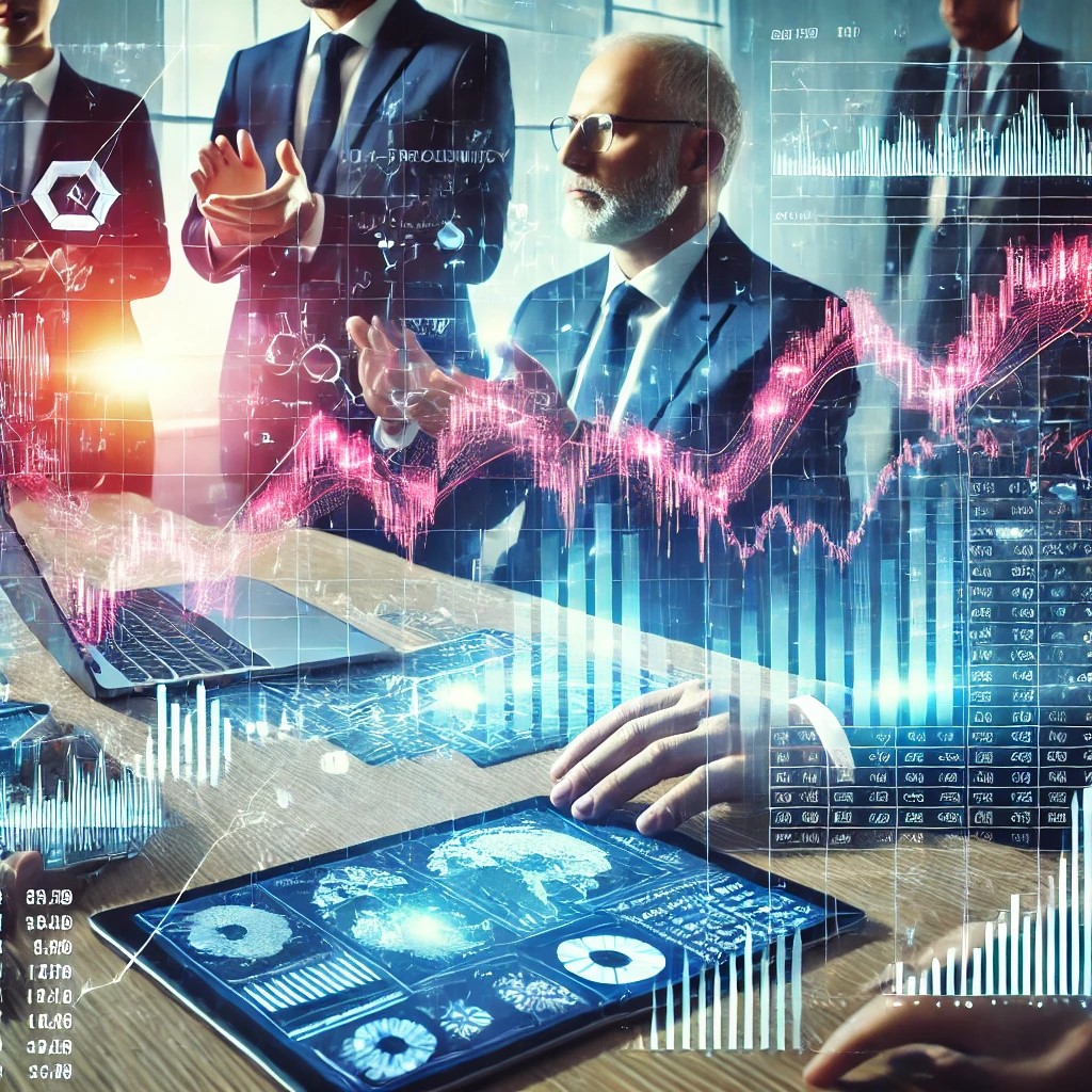 DALL·E 2024-06-28 16.10.20 - An image showing financial regulators discussing high-frequency trading with charts and graphs on the table, representing the regulatory aspect