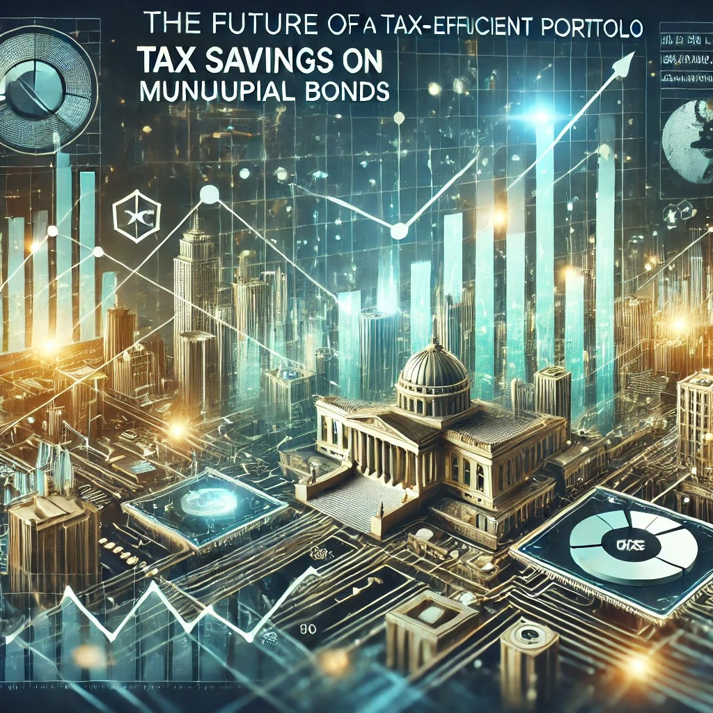 DALL·E 2024-09-01 17.07.38 - A detailed image representing the future of municipal bonds in a tax-efficient portfolio. The image features a futuristic financial dashboard showing 