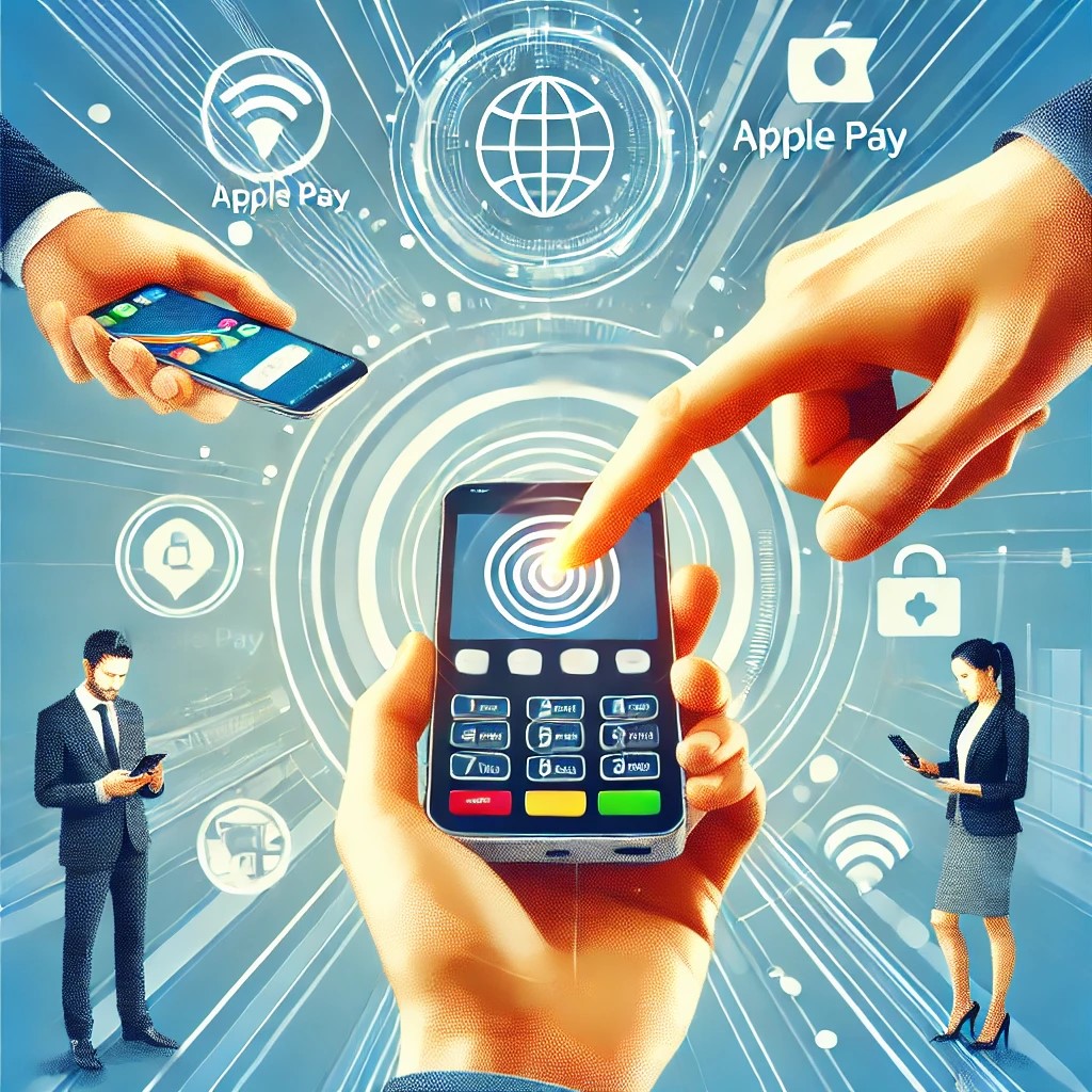 DALL·E 2024-10-21 22.58.21 - A visual representation of modern mobile payment systems, showing people using smartphones to make transactions via apps like Apple Pay, Google Pay, a